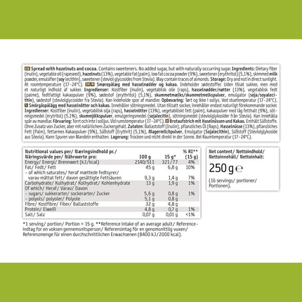 EASIS Cremiger Haselnuss-Kakao Brotaufstrich Ohne Zuckerzusatz | Ideal Schokoladen-Haselnusscreme für Vollkornbrot, Snacks & Backwaren | Kein Zusatz von Aromen oder Farbstoffen | Einmachglas 250g