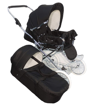 EICHHORN Kinderwagen Kombikinderwagen Komplett-Set, 0-3 Jahre, umbaubar zum Sportwagen, inklusive Babytragetasche, EVA-Rad, marineblau