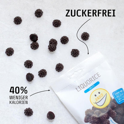 EASIS Gesalzene oder Gesüßte Lakritze Süßigkeiten Ohne Zuckerzusatz | Gesunder Snack mit Süßstoff auf natürlicher Basis für Kinder & Erwachsene, 1x80g