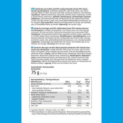 EASIS Dänische Lakritz-Kugeln ohne Zuckerzusatz | Salzige Lakritzkerne in Vollmilchschokolade & Lakritzpulver | Süßungsmitteln natürlichen Ursprungs | Gourmet Schokolade Geschenk, 75g