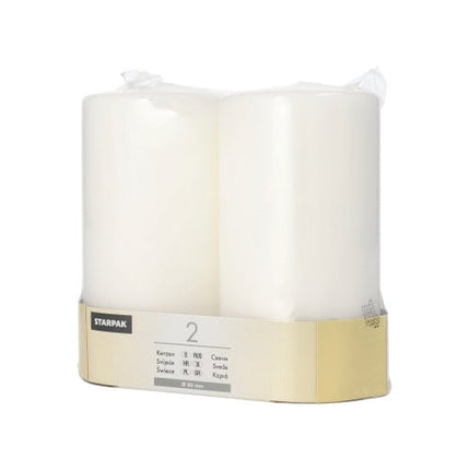 Starpak 2 Stumpenkerzen Ø 80 mm mit Flachkopf