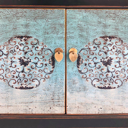 Vintage Asia Orientalische Kommode Sideboard Schrank Türkisblau - Art. 34372-5