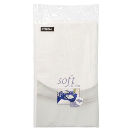 Starpak Tischdecke, stoffähnlich, Vlies "soft selection" 240 cm x 140 cm weiss | Folie (1 Stück)