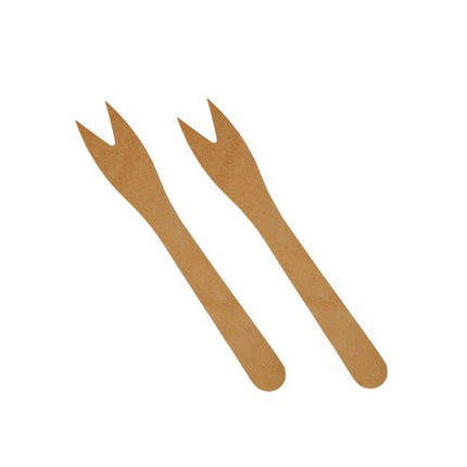 PAPSTAR Snack-Gabeln aus Holz "pure", 12,1 cm, umweltfreundlich | Papptray (500 Stück)
