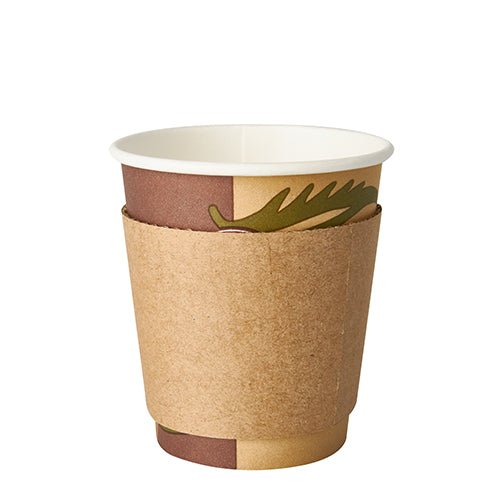 PAPSTAR Banderolen für Heißgetränkebecher "pure", braun, Ø 7,3 cm | Spenderkarton (100 Stück)