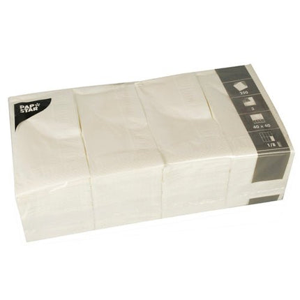 PAPSTAR Servietten 3-lagig, 40x40 cm, weiß, ideal für Feiern | Folie (250 Stück)