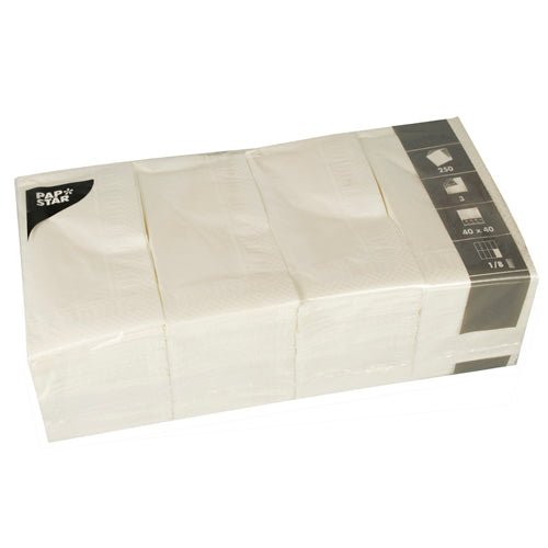 PAPSTAR Servietten 3-lagig, 40x40 cm, weiß, ideal für Feiern | Folie (250 Stück)