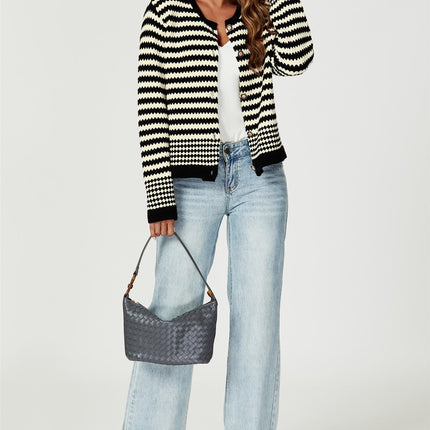 Braided Shoulder - Handbag In Grey