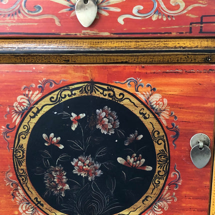 Vintage Asia Chinesisches Nachtkästchen Nachttisch "Coalflowers" - Art. 35191-8