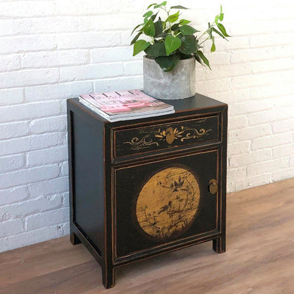 Vintage Asia Chinesisches Nachtkästchen Nachttisch "LesNoirs" - Art. 35191-11