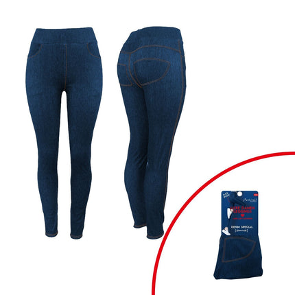 Damen Sommer Leggings » Jeans Optik » Jeggings mit Push-Up Effekt » Damenleggings für Fitness & Alltag