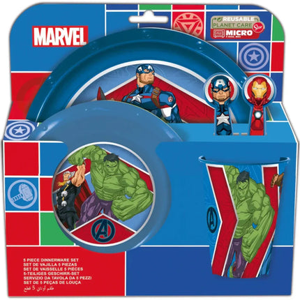 Marvel Avengers Plastik Geschirr Set 5-Teile Kunststoffset für Kinder