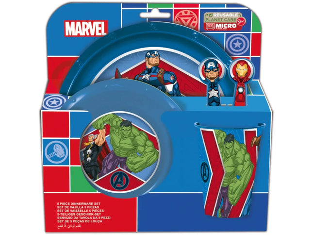 Marvel Avengers Plastik Geschirr Set 5-Teile Kunststoffset für Kinder