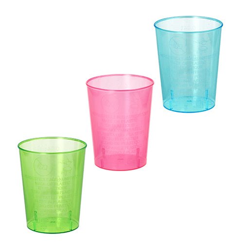 Starpak 40 Gläser für Schnaps, PS 4 cl Ø 4,2 cm · 5,2 cm farbig sortiert | Schrumpffolie (40 Stück)