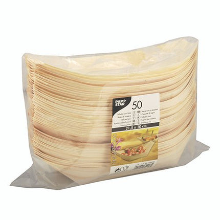 PAPSTAR 50 Fingerfood - Schalen, Holz "pure" "Schiffchen"