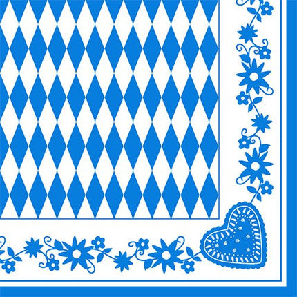 PAPSTAR Servietten 1/4-Falz, 40x40 cm, Bayrisch Blau, 3-lagig | Folie (50 Stück)