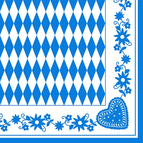 PAPSTAR Servietten 1/4-Falz, 40x40 cm, Bayrisch Blau, 3-lagig | Folie (50 Stück)