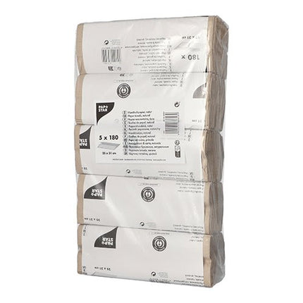 PAPSTAR Handtuchpapier C-Falz, 31x25 cm, natur, 1-lagig | Banderole (180 Blätter)
