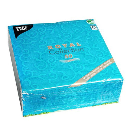 PAPSTAR 50 Servietten "ROYAL Collection" 1/4-Falz 40 x 40 cm türkis