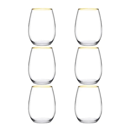 Pasabahce Amber Golden Touch Wasserglas 570 ml – bauchig mit Goldrand