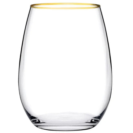 Pasabahce Amber Golden Touch Wasserglas 570 ml – bauchig mit Goldrand