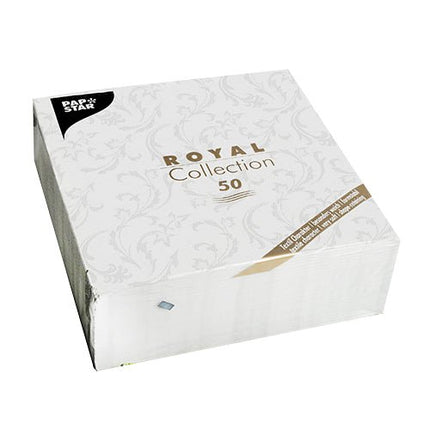 PAPSTAR 50 Servietten "ROYAL Collection" 1/4-Falz 40 x 40 cm weiss