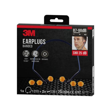 Auslaufartikel: 3M™ Bügelgehörschutz 1310 + 2 Paar Ersatzstöpsel, SNR-Wert 24 - 25 dB (je nach Trageposition), Orange, 1BE+2PRRP/Packung | Packung (1 Stück)