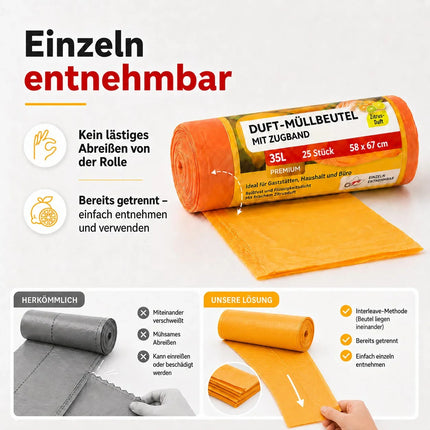 Müllbeutel mit Zugband 35L - Zitrus Duft