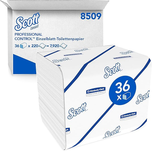 Scott® Control™ Toilettenpapier - Einzelblattsytem / Weiß - 36 Packs  x 220 Toilet Tissue Sheets | Karton (36 Päckchen)