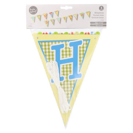 PAPSTAR Wimpelkette "Happy Birthday", 4 m, lackiertes Papier | Beutel (1 Stück)