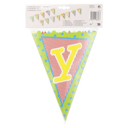 PAPSTAR Wimpelkette "Happy Birthday", 4 m, lackiertes Papier | Beutel (1 Stück)