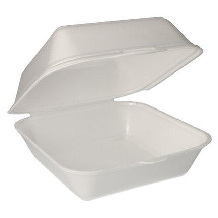 Starpak 100 Hamburger-Boxen mit Klappdeckel, XPS 11 cm x 20 cm x 20 cm weiss laminiert XXL | Schrumpffolie (100 Stück)