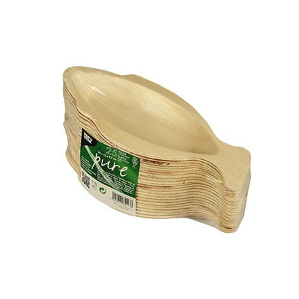 PAPSTAR Teller aus Palmblatt "pure", 24x11 cm, Fischdesign | Schrumpffolie (25 Stück)