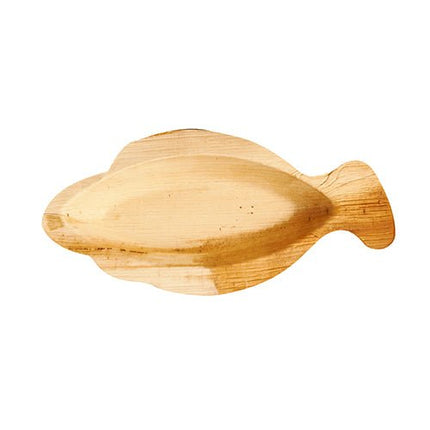 PAPSTAR Teller aus Palmblatt "pure", 24x11 cm, Fischdesign | Schrumpffolie (25 Stück)
