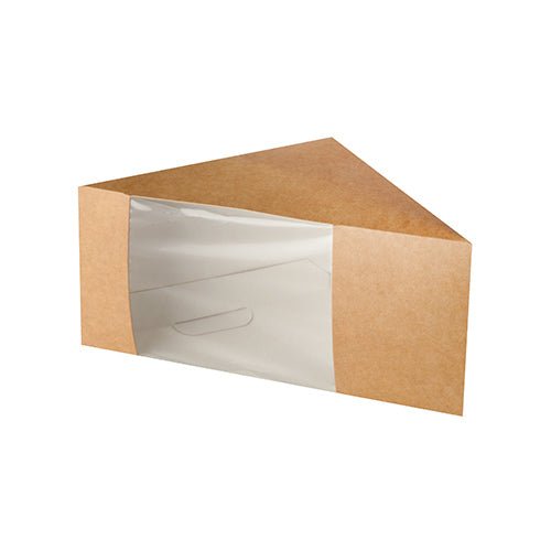 PAPSTAR Sandwichboxen mit Sichtfenster, braun, aus PLA, 12,3 cm | Folie (50 Stück)