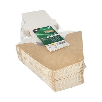 PAPSTAR Sandwichboxen mit Sichtfenster, braun, aus PLA, 12,3 cm | Folie (50 Stück)