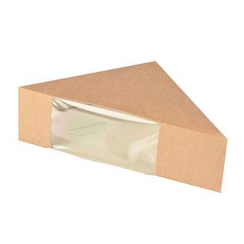 PAPSTAR Sandwichboxen mit Sichtfenster, braun, aus PLA, 12,3 cm | Folie (50 Stück)