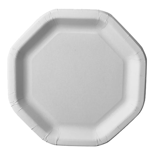 PAPSTAR Teller "pure" 8-eckig, 23,5 cm, weiß, ideal für Feste | Schrumpffolie (50 Stück)
