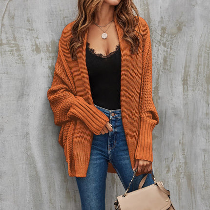 Chunky Pleat Oversized Cardigan In Rusty Orange