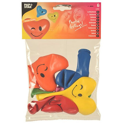 PAPSTAR Luftballons "Heart - Blinky", Ø 28 cm, bunt sortiert | Beutel (6 Stück)