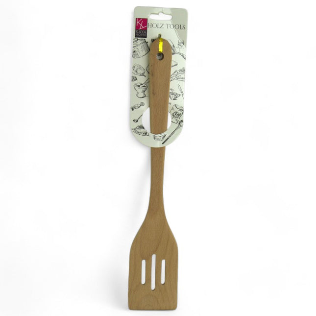 Kaya Home Reislöffel aus Holz – 3 Schlitze, schonend für Antihaft & Emaille, ergonomisch