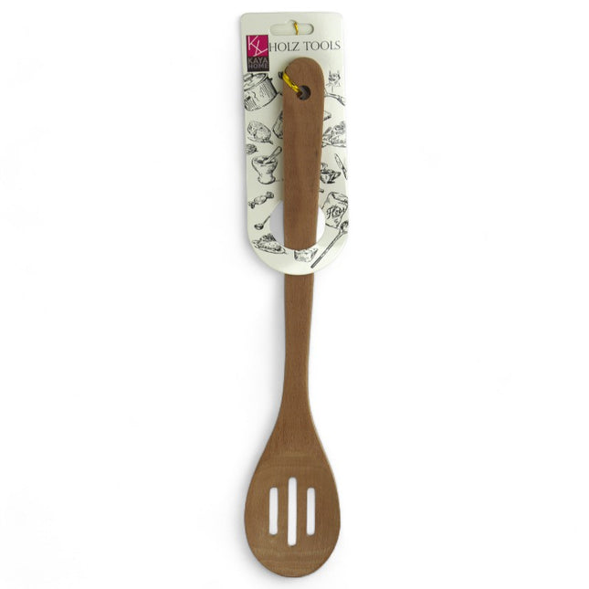 Kaya Home Holz-Suppenlöffel mit 3 Schlitzen – schonend für Töpfe & Pfannen, ergonomischer Griff