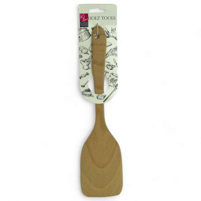 Kaya Home Holz-Spatel mit quadratischer Kelle – ergonomisch, schonend für Töpfe & Pfannen