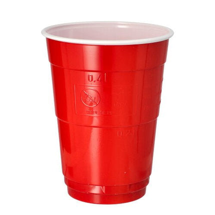 Starpak 10 Bierbecher, PS 0,4 l Ø 9,5 cm · 12 cm rot/weiss | Folie (10 Stück)
