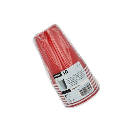 Starpak 10 Bierbecher, PS 0,4 l Ø 9,5 cm · 12 cm rot/weiss | Folie (10 Stück)