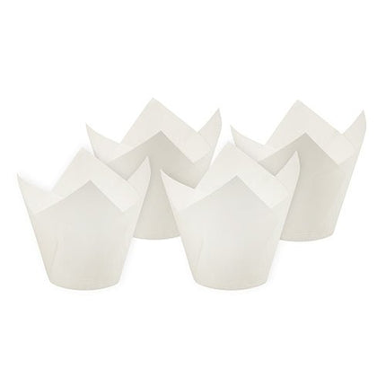 PAPSTAR Backförmchen "Tulip" Ø 5 cm, 8,5 cm, weiß, ideal zum Backen | Folie (200 Stück)