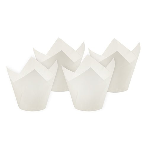 PAPSTAR Backförmchen "Tulip" Ø 5 cm, 8,5 cm, weiß, ideal zum Backen | Folie (200 Stück)