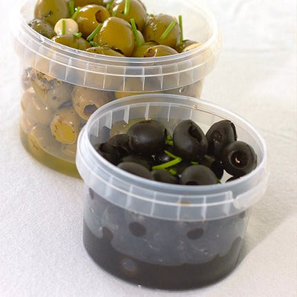 Starpak 40 Feinkostbecher, PP 480 ml Ø 11,8 cm · 7 cm transparent mit Originalitätsverschluss | Schrumpffolie (40 Stück)