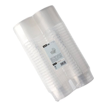 Starpak 40 Feinkostbecher, PP 480 ml Ø 11,8 cm · 7 cm transparent mit Originalitätsverschluss | Schrumpffolie (40 Stück)