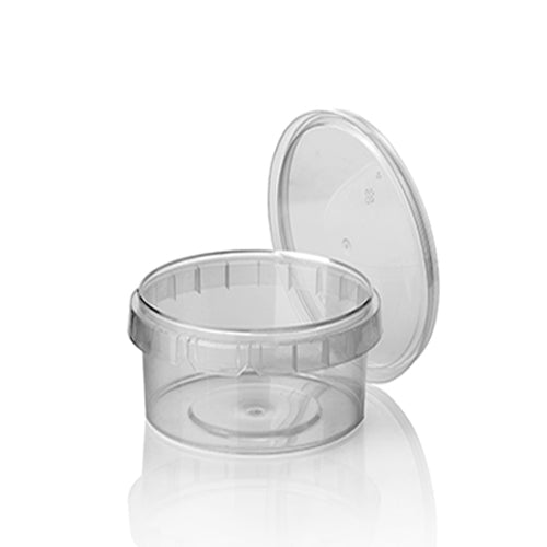 Starpak 40 Feinkostbecher, PP 480 ml Ø 11,8 cm · 7 cm transparent mit Originalitätsverschluss | Schrumpffolie (40 Stück)